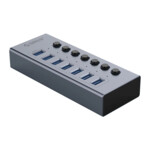 <span>USB хъб</span> Orico USB3.0 HUB 7 port with Power Adapter <span class='catalog-num-in-name'>BT2U3-7AB-EU-GY-BP</span> - 