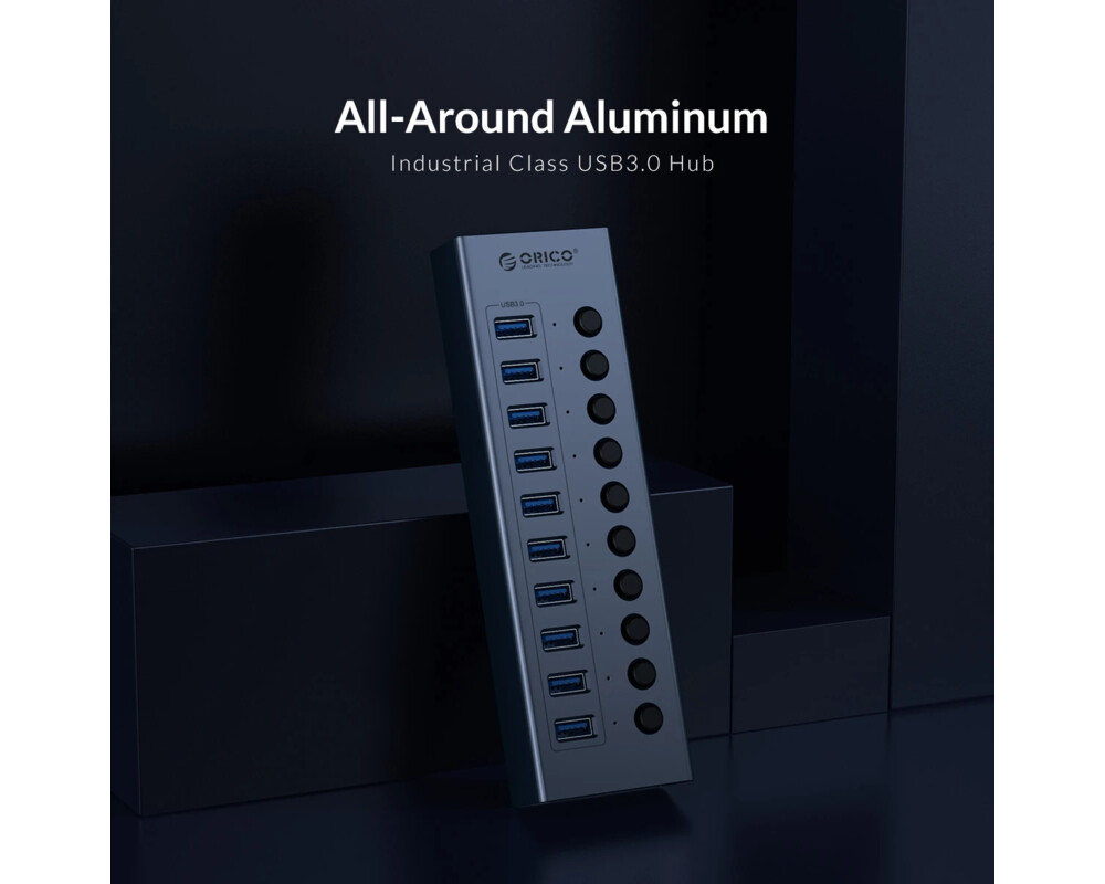 USB хъб Orico USB3.0 HUB 7 port with Power Adapter 5