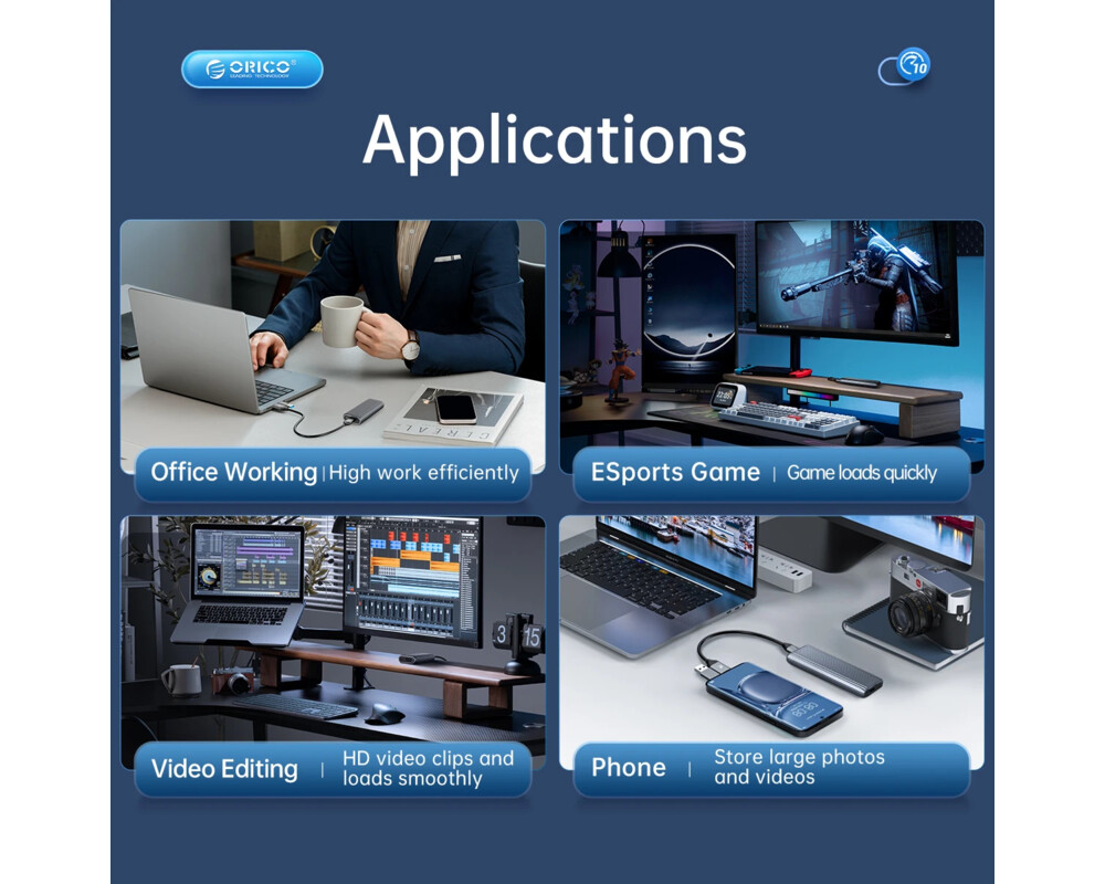 Аксесоар за съхранение Orico външна кутия за диск Storage - Case - M.2 NVMe M-key 10 Gbps 9