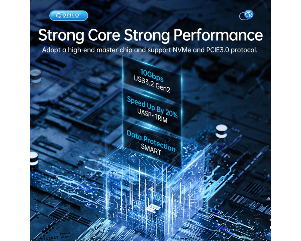 Аксесоар за съхранение Orico външна кутия за диск Storage - Case - M.2 NVMe M-key 10 Gbps 10