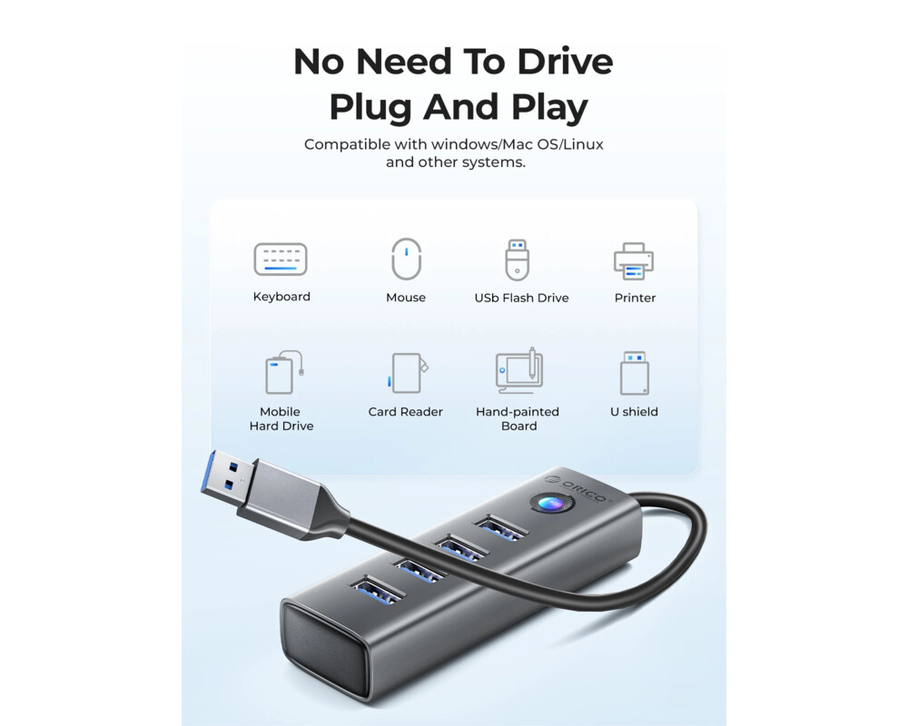 USB хъб Orico HUB USB3.0 4 port 7