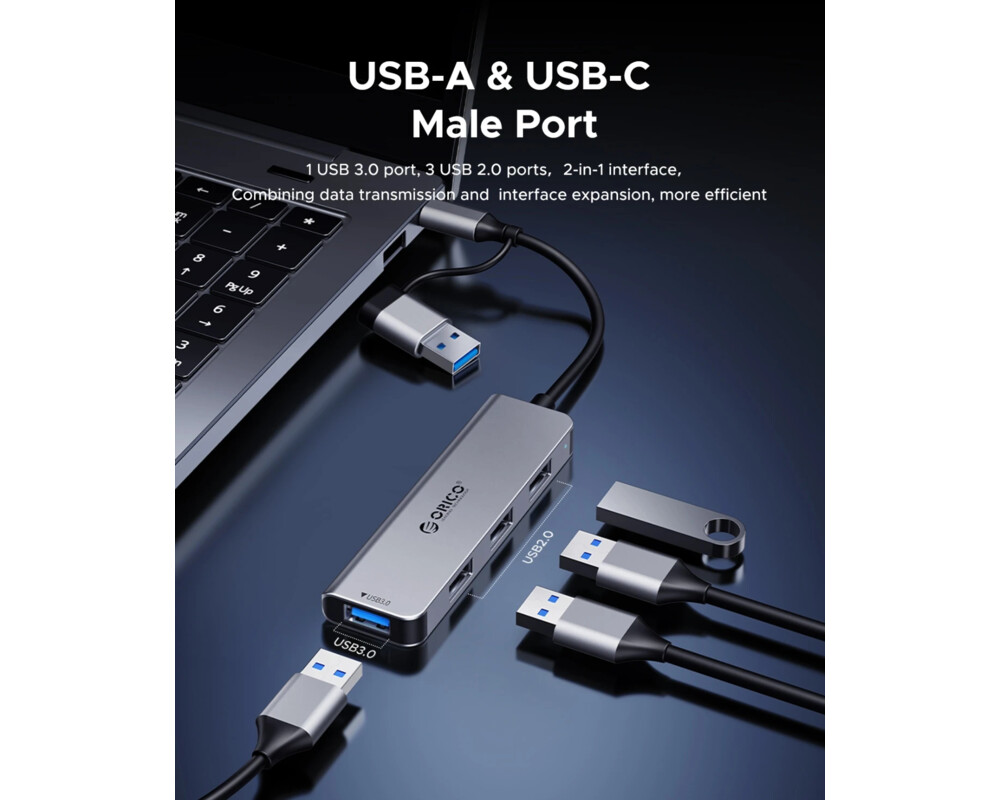 USB хъб Orico HUB USB-C/USB-A 7 port - USB-C x 2 6