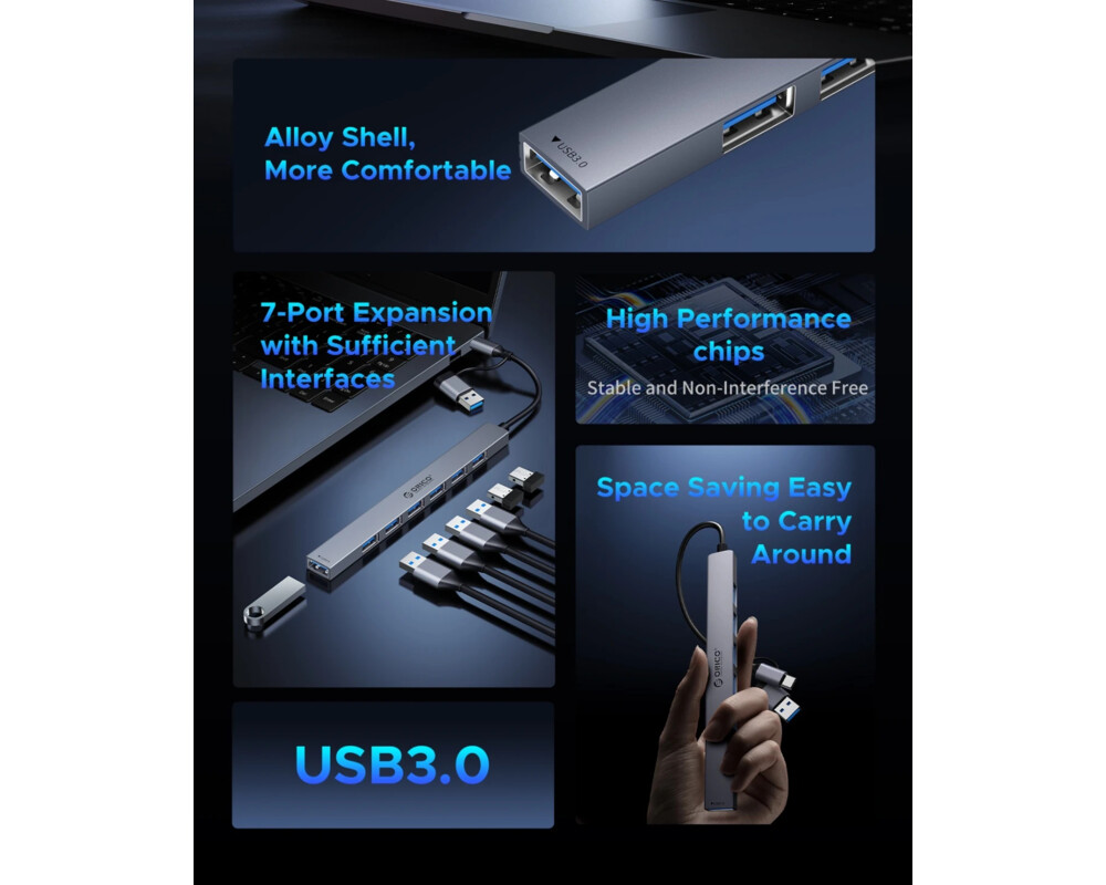 USB хъб Orico HUB USB-C 5 port - USB3.0 x 1 4
