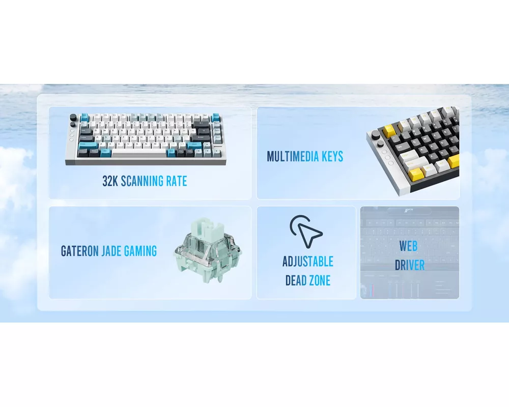 Клавиатура Lamzu професионална геймърска механична клавиатура Professional Gaming Mechanical Keyboard JET 75 - 8K 6