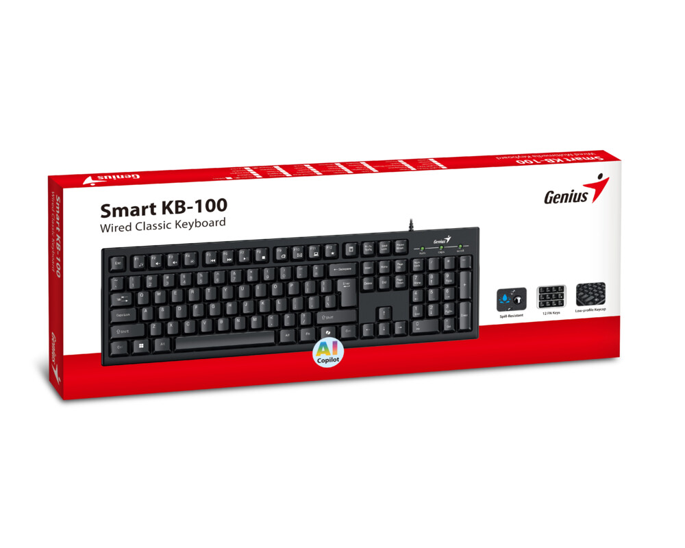 Клавиатура Genius клавиатура кирилизирана Smart Keyboard KB-100 Black - AI 12