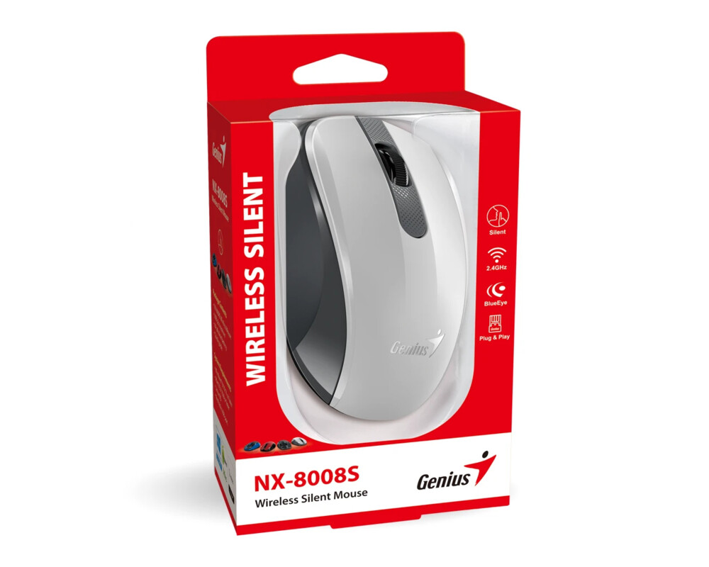Мишка Genius безжина безшумна мишка Wireless Silent Mouse - NX-8008S White+Gray - Silent 5