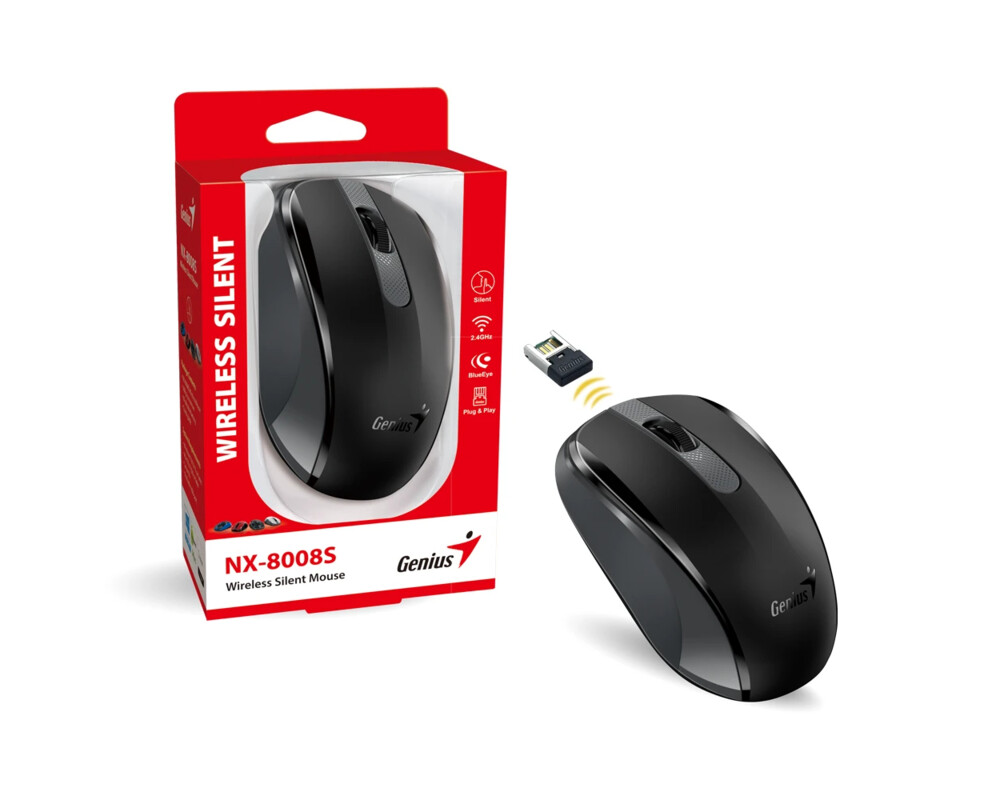 Мишка Genius безжина безшумна мишка Wireless Silent Mouse - NX-8008S Black - Silent 4
