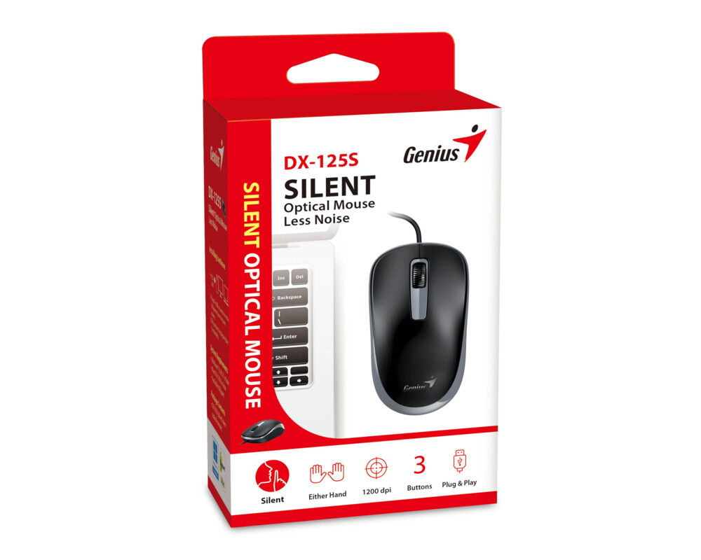 Мишка Genius безшумна мишка Silent Mouse DX-125S Black+Grey - SILENT 4