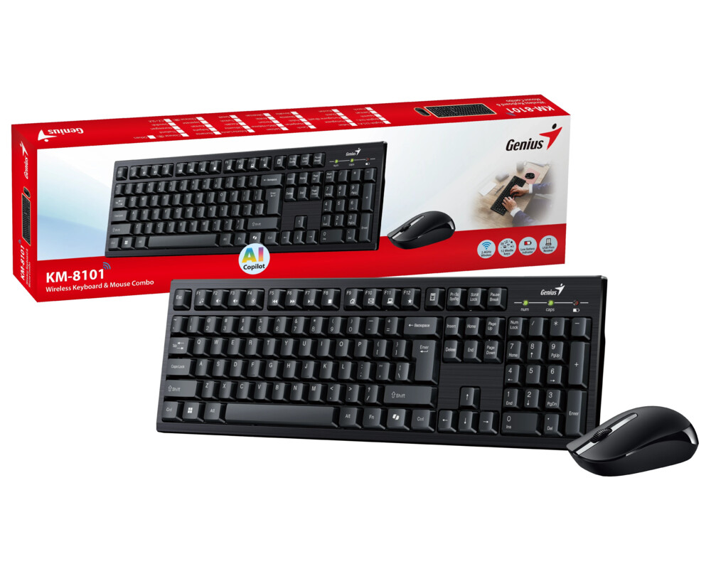 Клавиатура Genius клавиатура и мишка Wireless Keyboard and Mouse - KM-8101 Black - AI 3