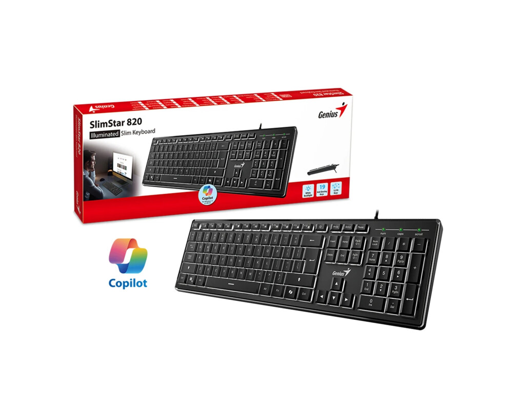 Клавиатура Genius клавиатура кирилизирана Keyboard SlimStar 820 Black - AI 5