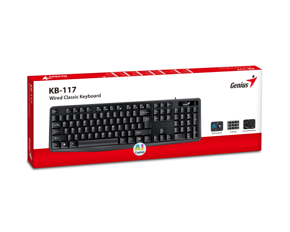 Клавиатура Genius клавиатура кирилизирана Smart Keyboard KB-117 Black - AI 7