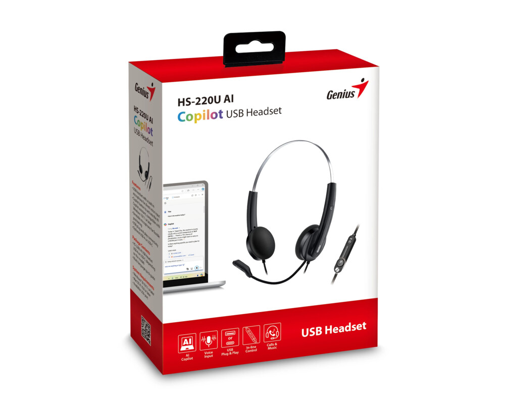 Слушалки Genius с микрофон Headset HS-220U - AI 11