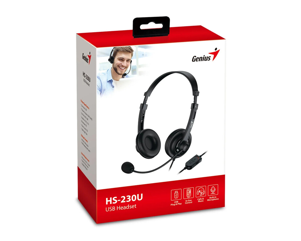 Слушалки Genius с микрофон Headset HS-230U - USB 7