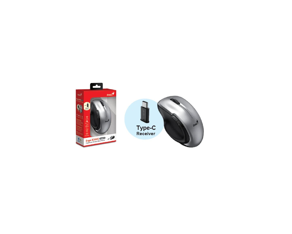 Мишка Genius безжина безшумна Silent - Ergo 8200S Silver - Silent 7