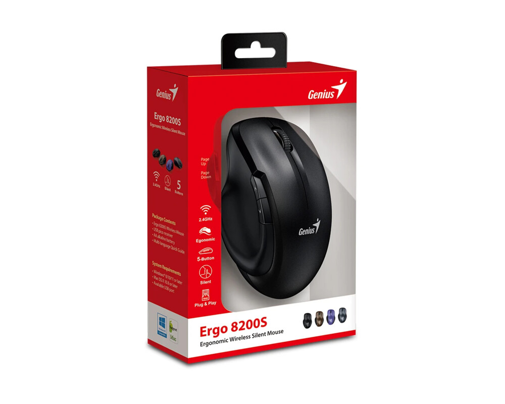 Мишка Genius безжина безшумна Silent - Ergo 8200S Black - Silent 6
