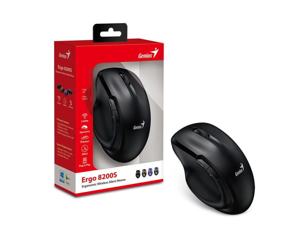 Мишка Genius безжина безшумна Silent - Ergo 8200S Black - Silent 5