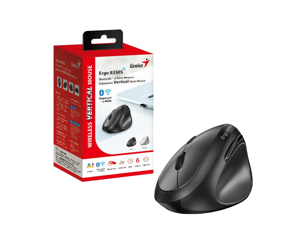Мишка Genius вертикална безжична мишка Vertical Mouse wireless Ergo 8350S - Silent 8