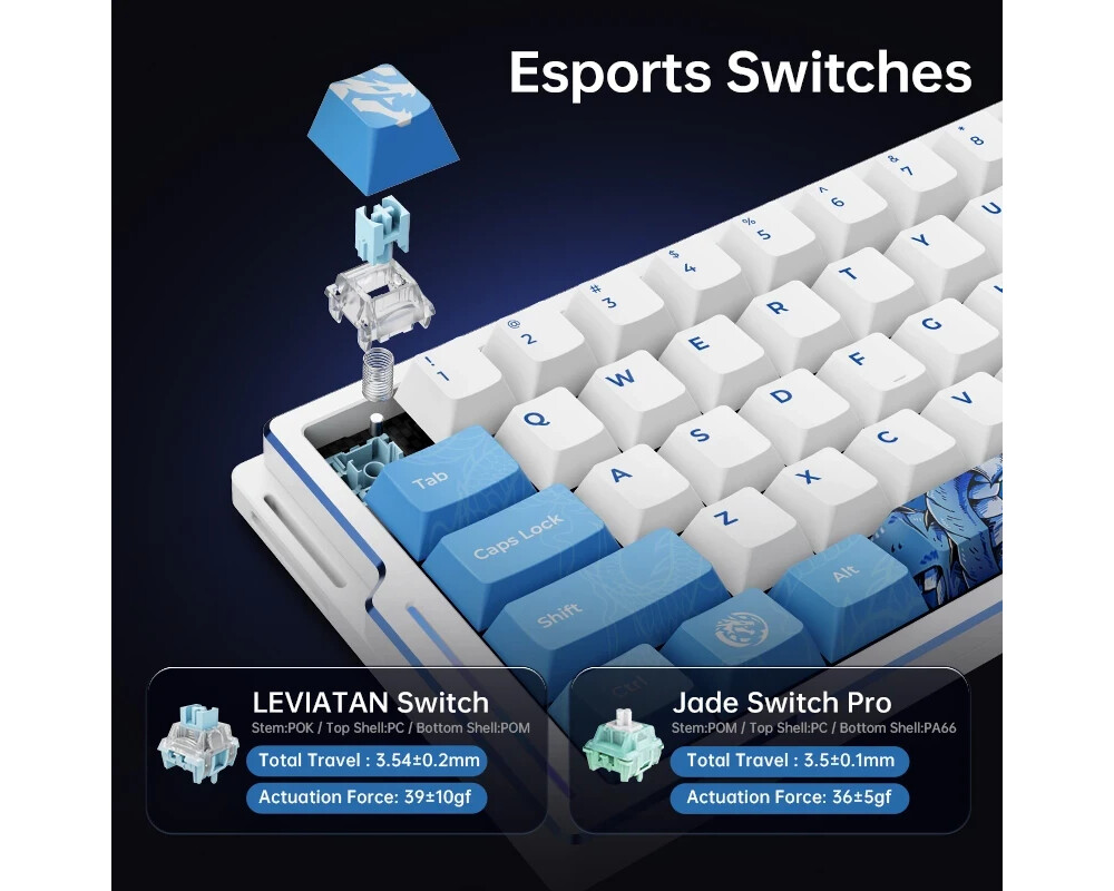 Клавиатура ATK професионална геймърска механична клавиатура Professional Gaming Mechanical Keyboard EDGE 60 HE Master Leviatan - 8K 4