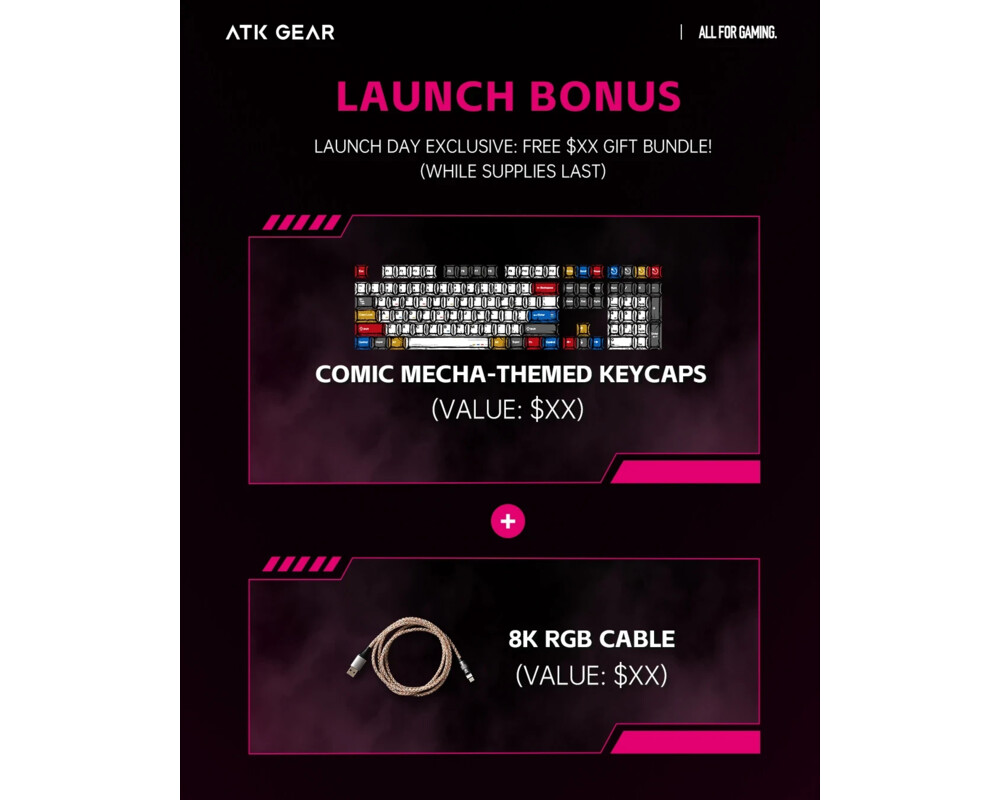 Клавиатура ATK професионална геймърска механична клавиатура Professional Gaming Mechanical Keyboard RS6 - 8K 7