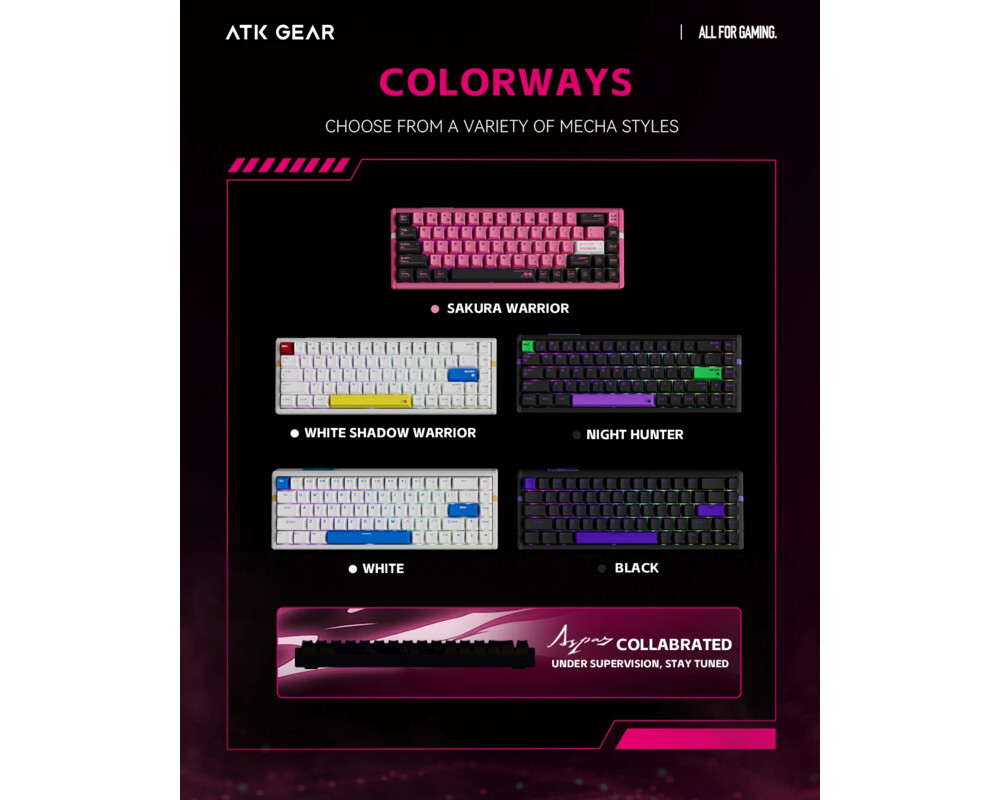 Клавиатура ATK професионална геймърска механична клавиатура Professional Gaming Mechanical Keyboard RS6 Ultra - 8K 6