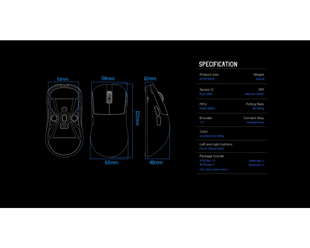 Мишка Lamzu професионална INCA 8K - Wireless G... 7