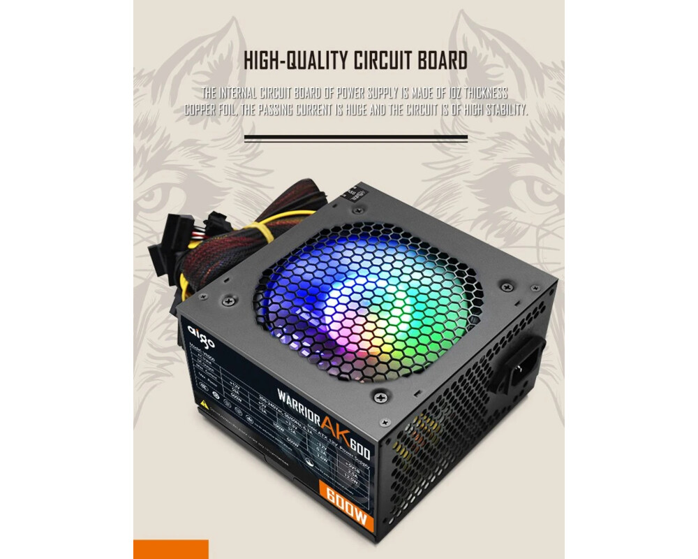 Захранване Aigo 600W - Warrior AK600 RGB 9