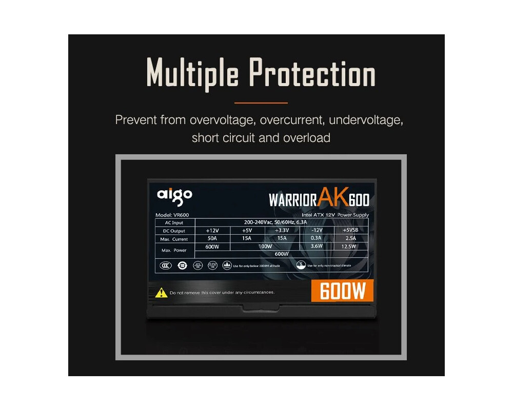 Захранване Aigo 600W - Warrior AK600 RGB 8