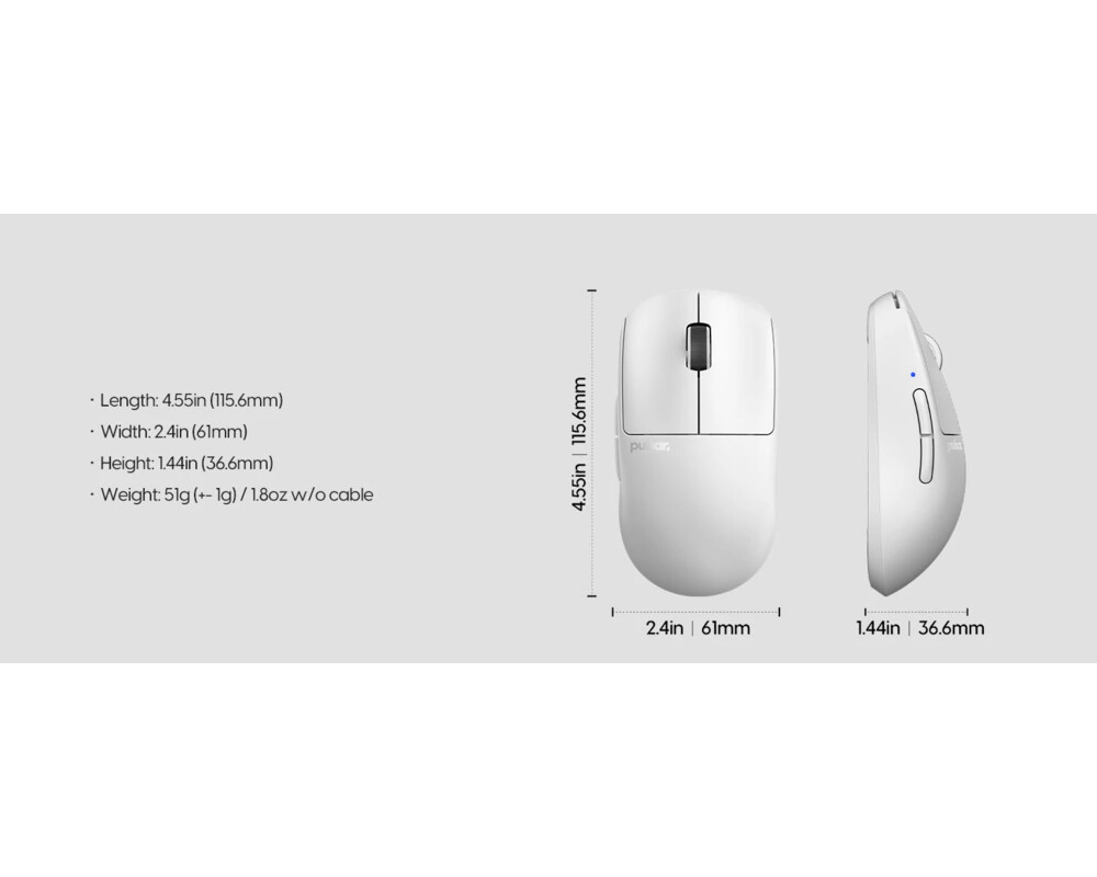 Мишка Pulsar професионална Wireless Gaming Mouse X2 v3 Size1 White - 1K 10