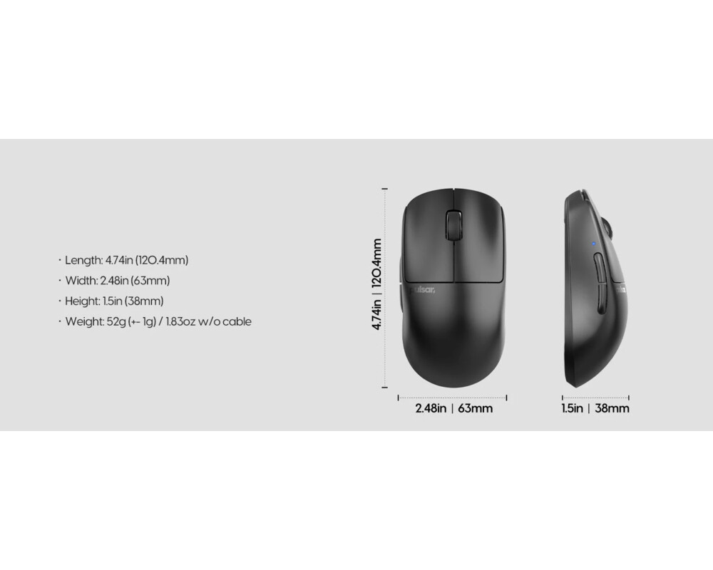 Мишка Pulsar професионална Wireless Gaming Mouse X2 v3 Size2 Black - 1K 10