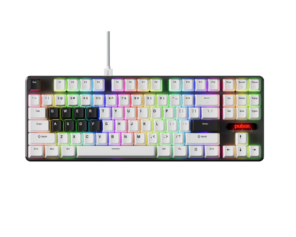 Клавиатура Pulsar професионална геймърска механична клавиатура Professional Gaming Mechanical Keyboard PCMK 2 HE TKL ANSI White - 8K