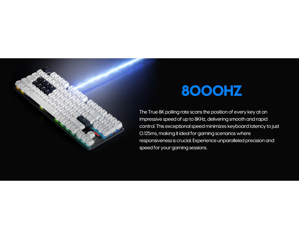 Клавиатура Pulsar професионална геймърска механична клавиатура Professional Gaming Mechanical Keyboard PCMK 2 HE TKL ANSI White - 8K 16