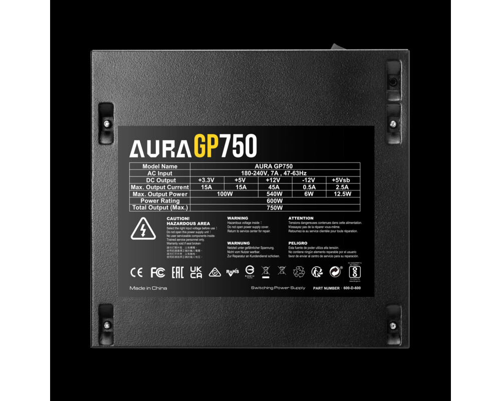 Захранване Gamdias 750W - AURA GP750 7