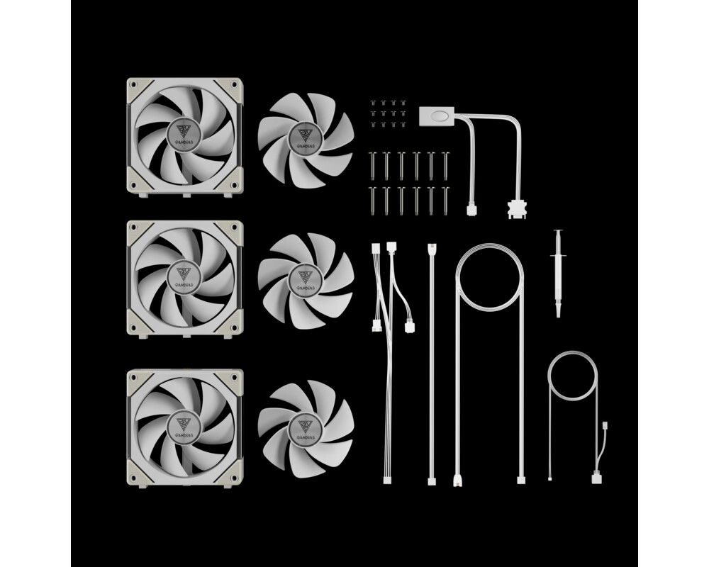 Вентилатор Gamdias Комплект вентилатори Pack 3-in-1 3x120mm - AEOLUS P2-1203 White 11