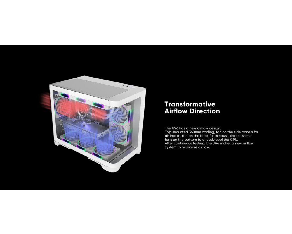 Кутия 1stPlayer mATX - UV6 White 9