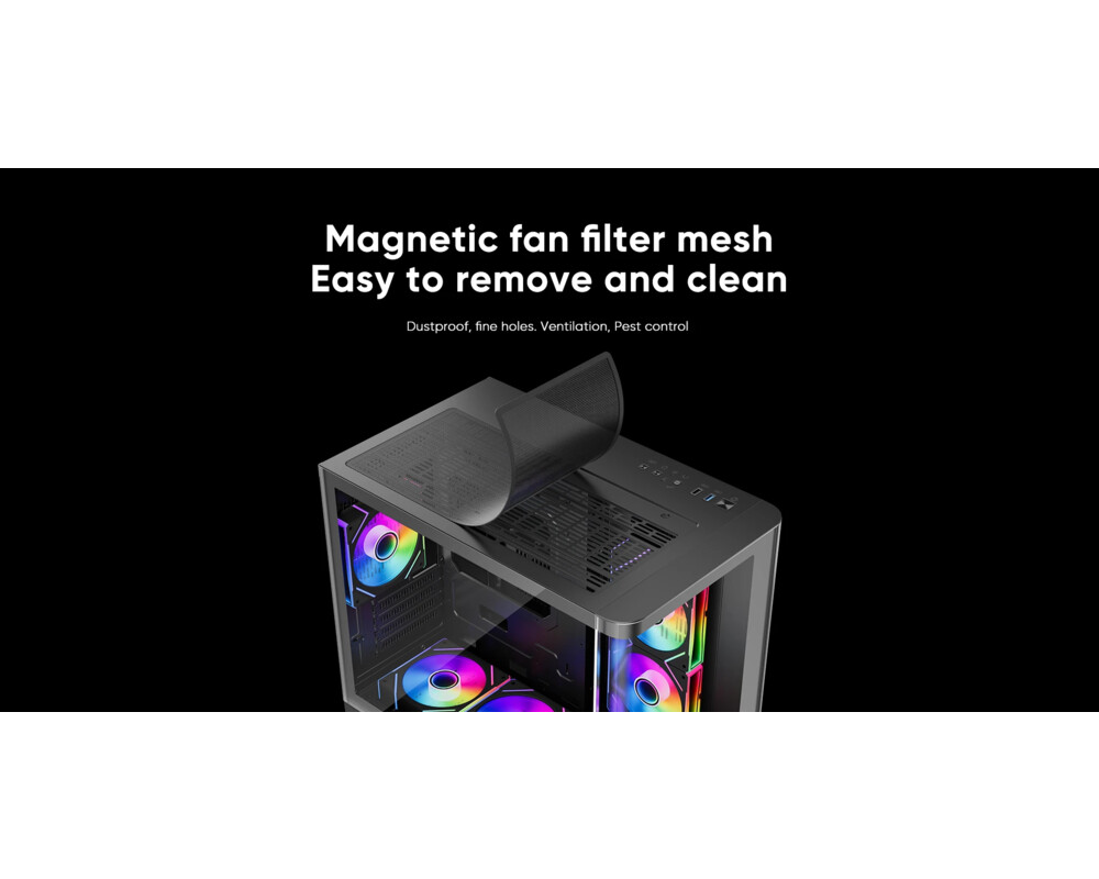 Кутия 1stPlayer mATX - UV6 Black 8