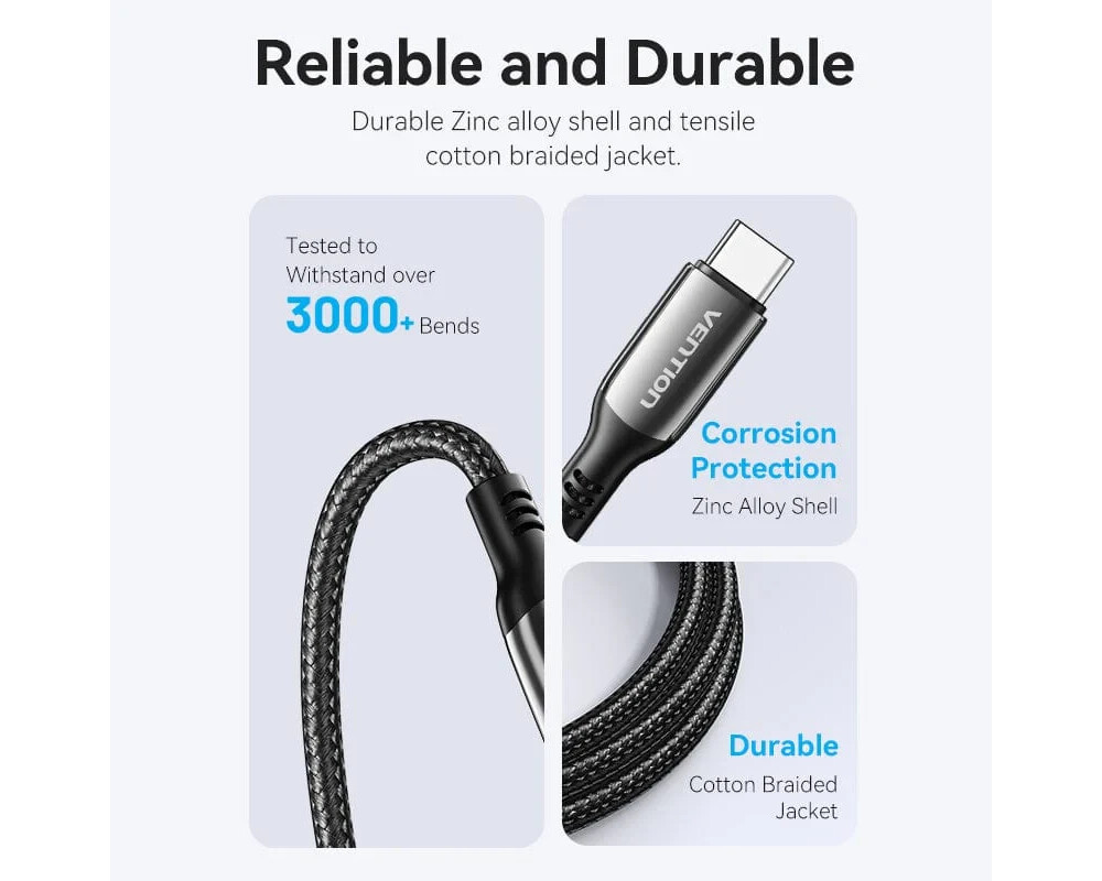 Кабел Vention кабел USB2.0 Type-C/Type-C 100W 5