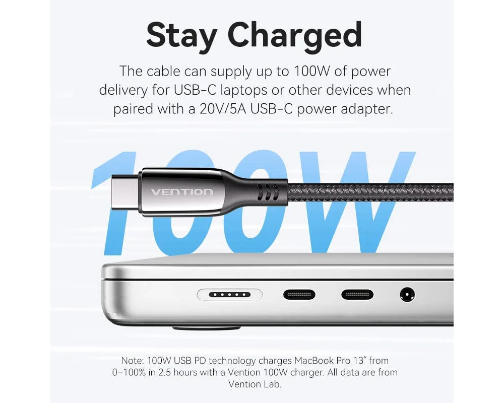 Кабел Vention кабел USB2.0 Type-C/Type-C 100W 7