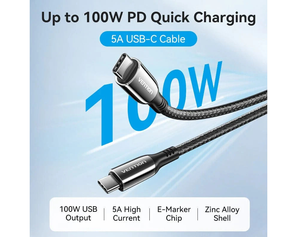 Кабел Vention кабел USB2.0 Type-C/Type-C 100W 3