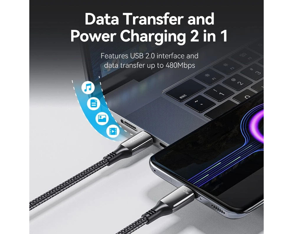 Кабел Vention кабел USB2.0 Type-C/Type-C 100W 8