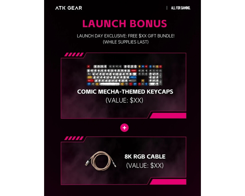 Клавиатура ATK професионална геймърска механична клавиатура Professional Gaming Mechanical Keyboard RS6 Ultra - 8K 10