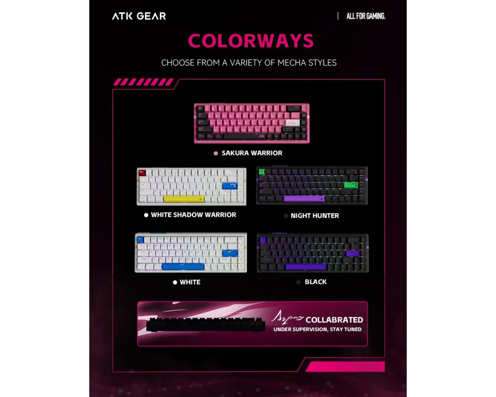 Клавиатура ATK професионална геймърска механична клавиатура Professional Gaming Mechanical Keyboard RS6 Ultra - 8K 9