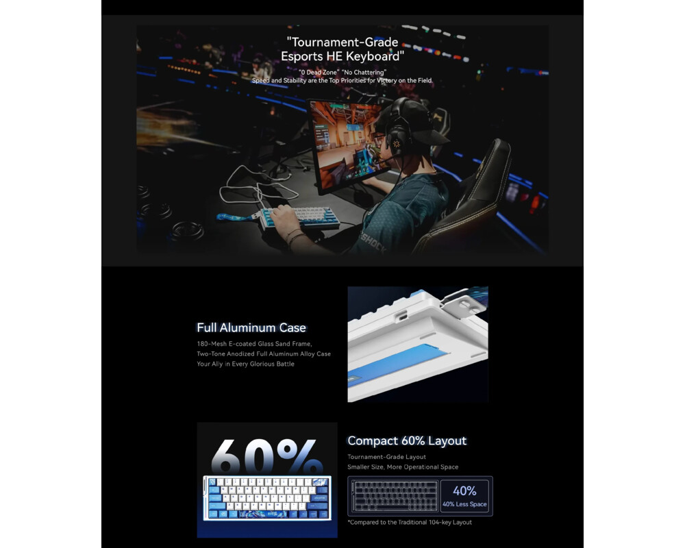 Клавиатура ATK професионална геймърска механична клавиатура Professional Gaming Mechanical Keyboard EDGE 60 HE Leviatan - 8K 9