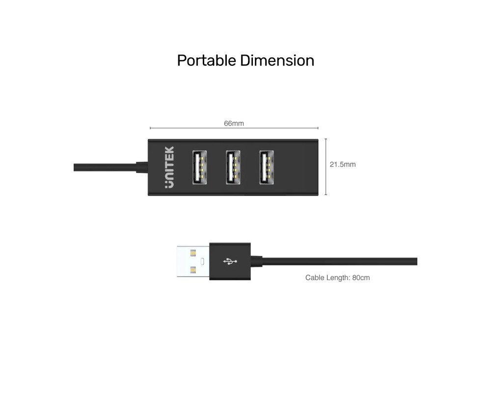 USB хъб Unitek USB 2.0 HUB 4 port - Y-2140 6