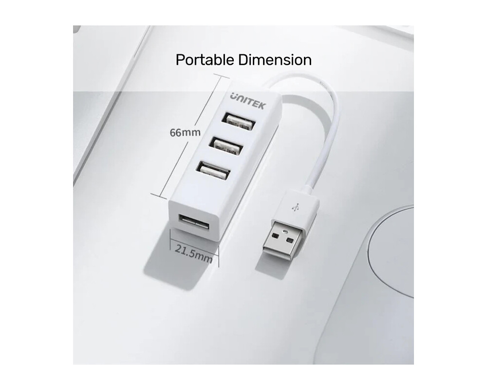 USB хъб Unitek USB 2.0 HUB 4 port White - Y-2146 6