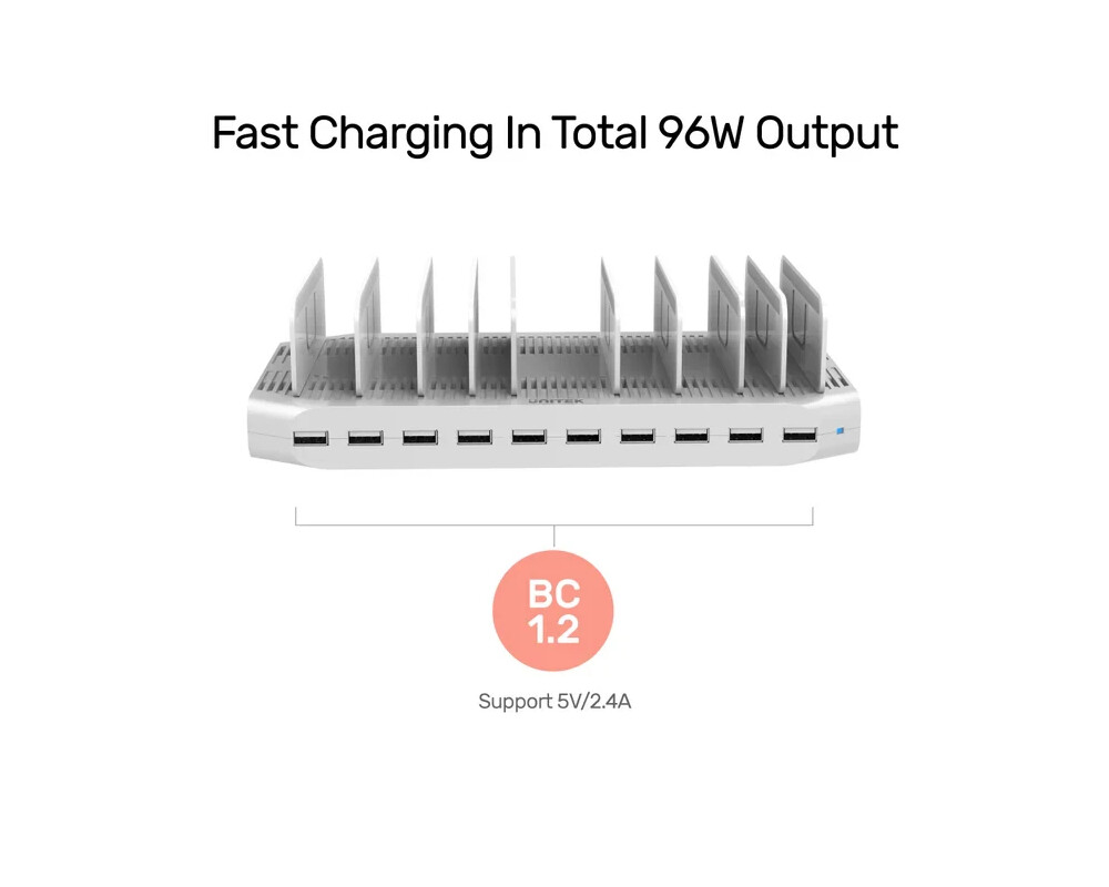 Зарядно Unitek 10 Port Charging Station 96W - Y-... 4