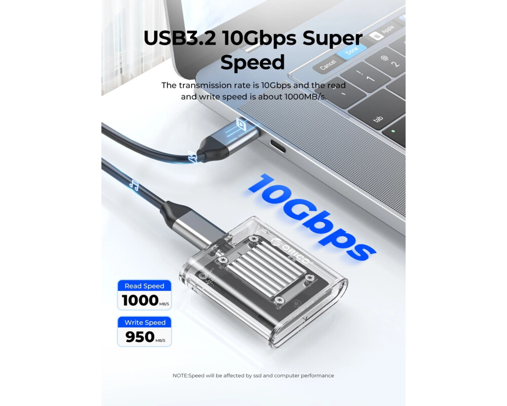 Аксесоар за съхранение Orico външна кутия за диск Storage - Case - M.2 2230 NVMe - TC20-M2-10G-GY-BP - 10Gbps 4