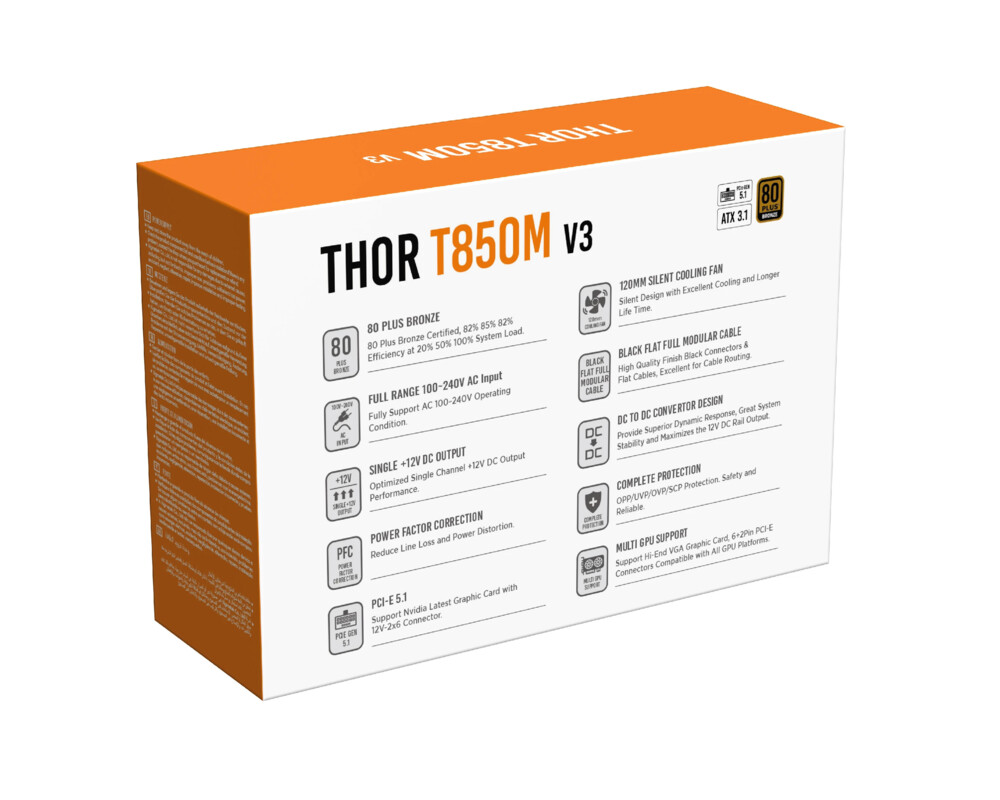 Захранване Xigmatek ATX 3.1 850W Bronze - Thor T850... 9