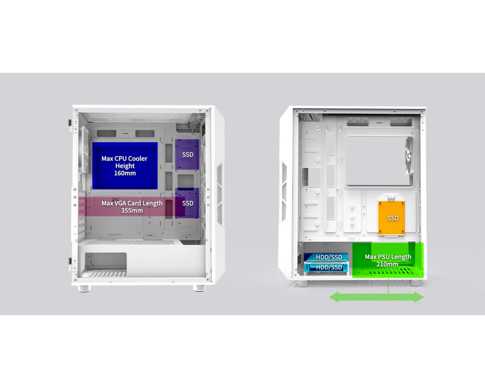 Кутия Zalman ATX - i3 NEO ARGB White - Mesh 17