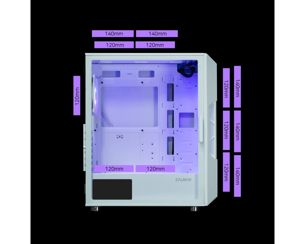 Кутия Zalman ATX - i3 NEO ARGB White - Mesh 13