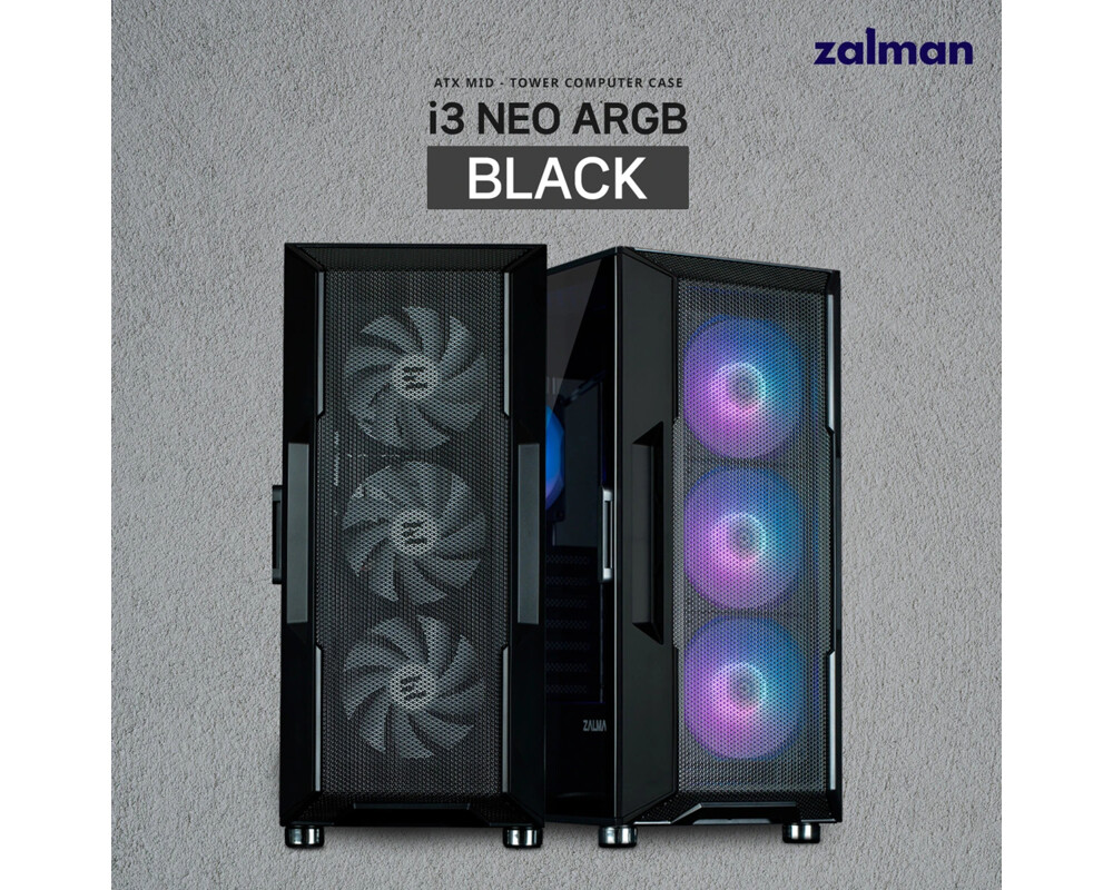 Кутия Zalman ATX - i3 NEO ARGB Black - Mesh 12